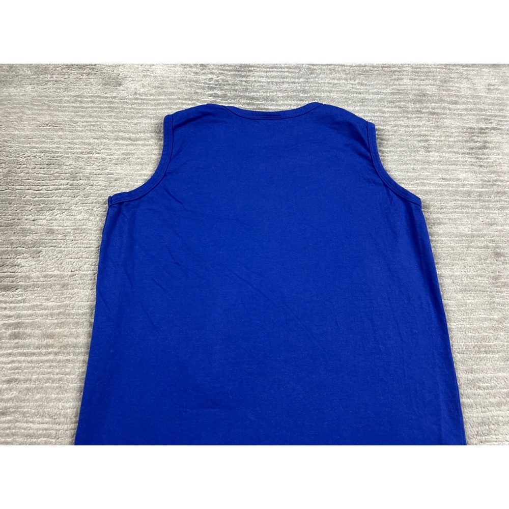 American Sweetheart Tank Top Womens L Blue Solid Crew Neck Cotton Blend Basic - Picture 9 of 11